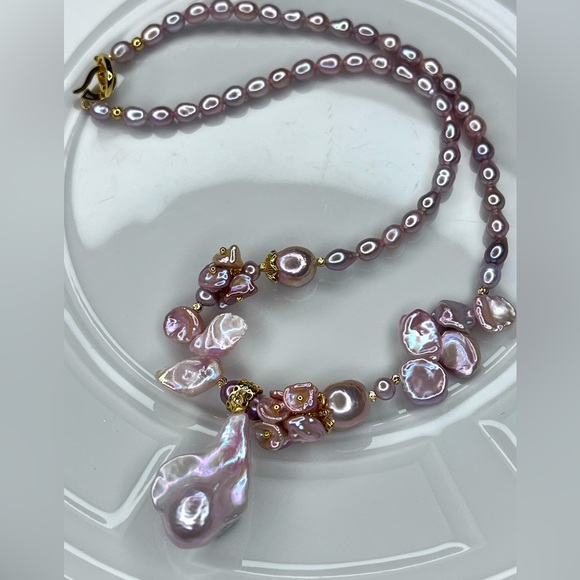Pink! Handmade Freshwater Premium Pink Keshi Edison Pearl Necklace 😍😍